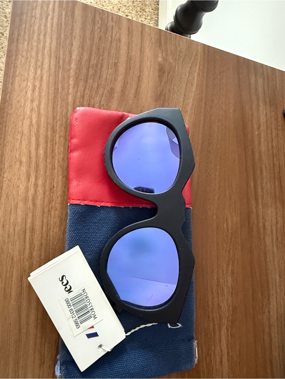 Le Specs Black Frame Sunglasses with Blue Mirrored Lenses